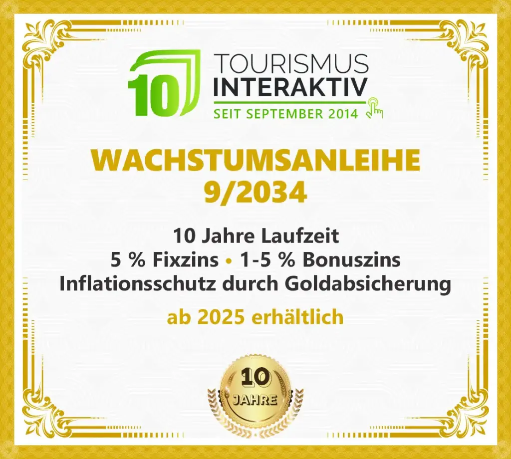 Tourismus Interaktiv Wachstumsanleihe 9/2034 - 5 Anleihenpakete